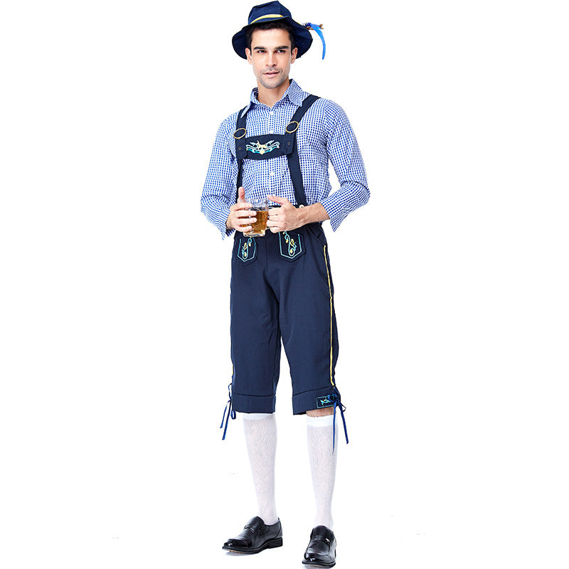 Men's Bavarian Oktoberfest Lederhosen Guy Costume Shorts and Top