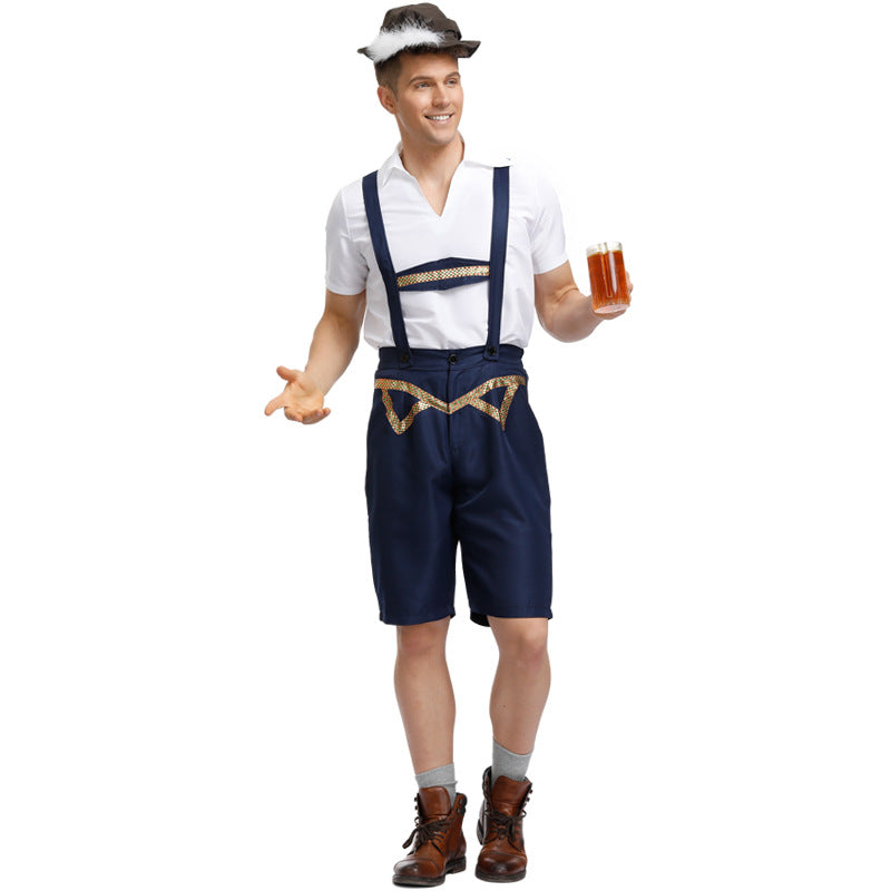 Men's Deluxe German Bavarian Oktoberfest Lederhosen Guy Costume