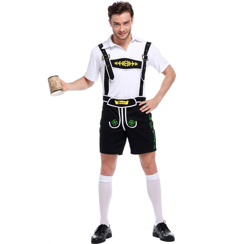 Men's German Bavarian Oktoberfest Lederhosen Guy Costume Shorts and Top