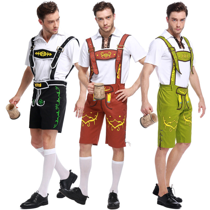 Men's German Bavarian Oktoberfest Lederhosen Guy Costume Shorts and Top