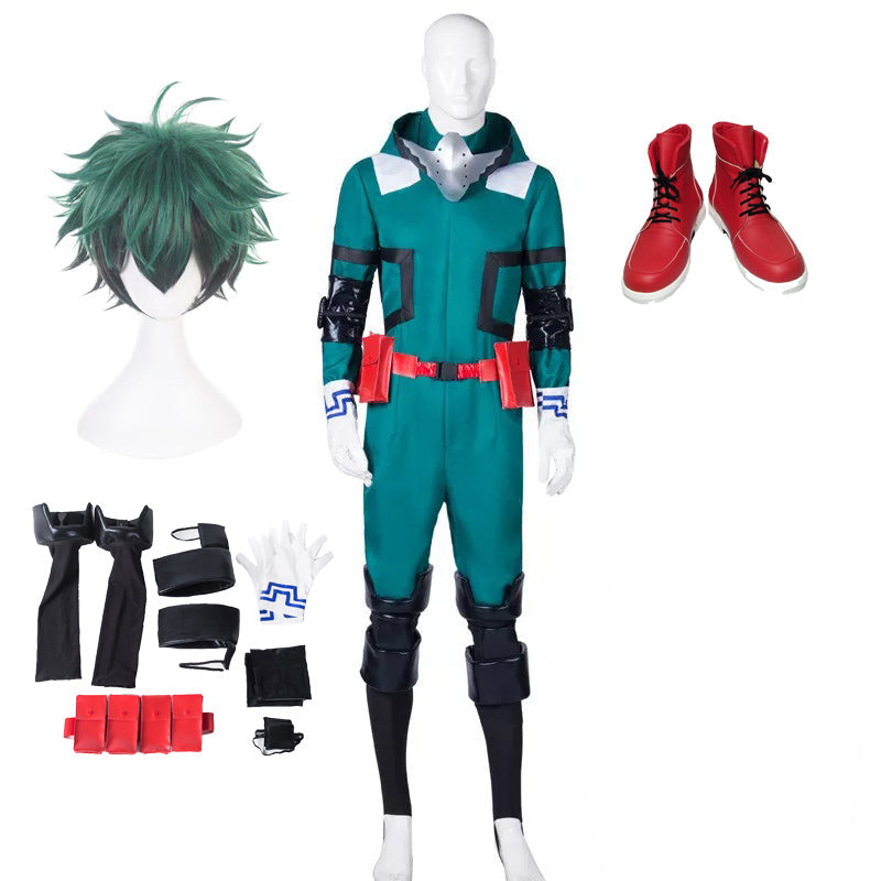 Midoriya Izuku Deku Fighting Costume Female Ver. Full Set Izuku's Costume Beta Costume & Shoes & Wigs Set