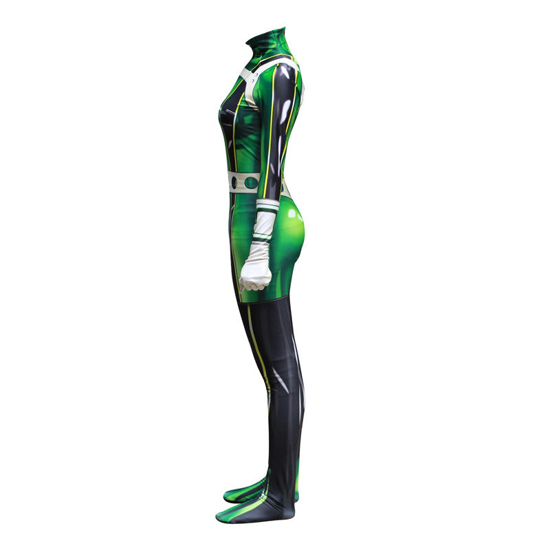 Tsuyu Asui Hero Costume +Wigs+Shoes Froppy  Fighting Suit Cosplay Costume Full Set For Adults and Kids