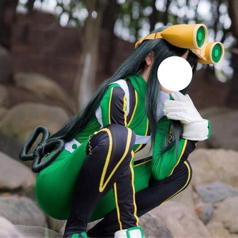Tsuyu Asui Hero Costume Zentai+Wigs+Glasses Froppy Full Set Fighting Suit Costume Hallwoeen Cosplay Outfit