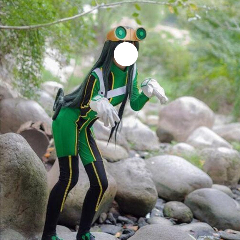 Tsuyu Asui Hero Costume Zentai+Wigs+Glasses Froppy Full Set Fighting Suit Costume Hallwoeen Cosplay Outfit