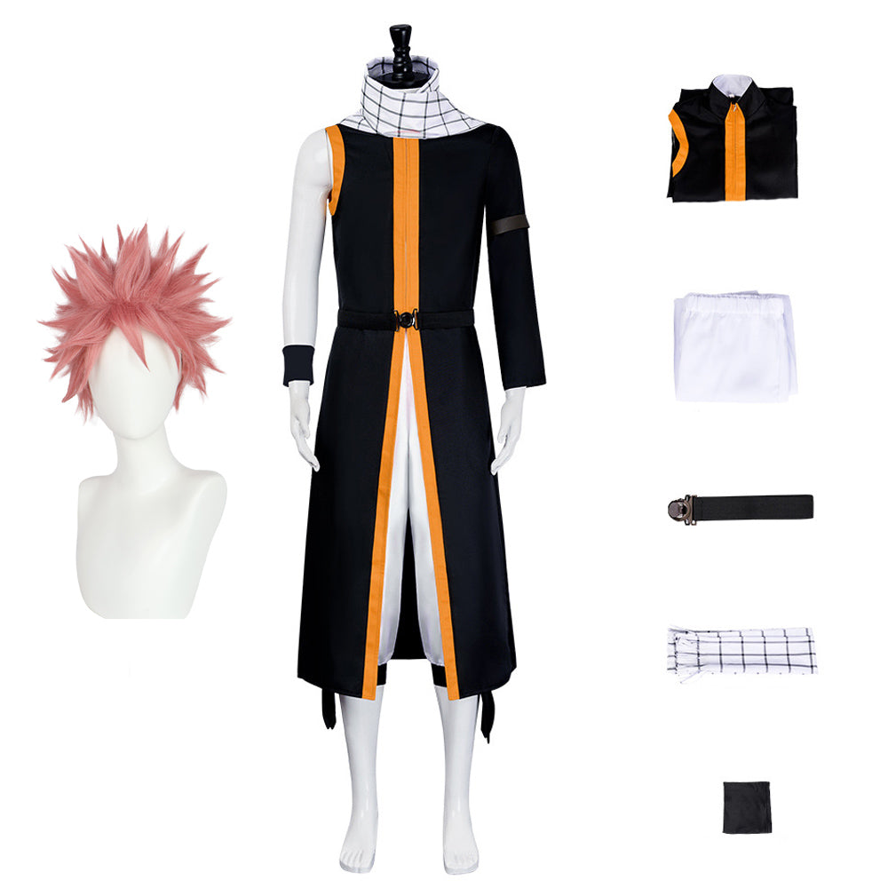 Natsu Dragneel Cosplay Costume With Scarf Whole Set Halloween Costume Black Version