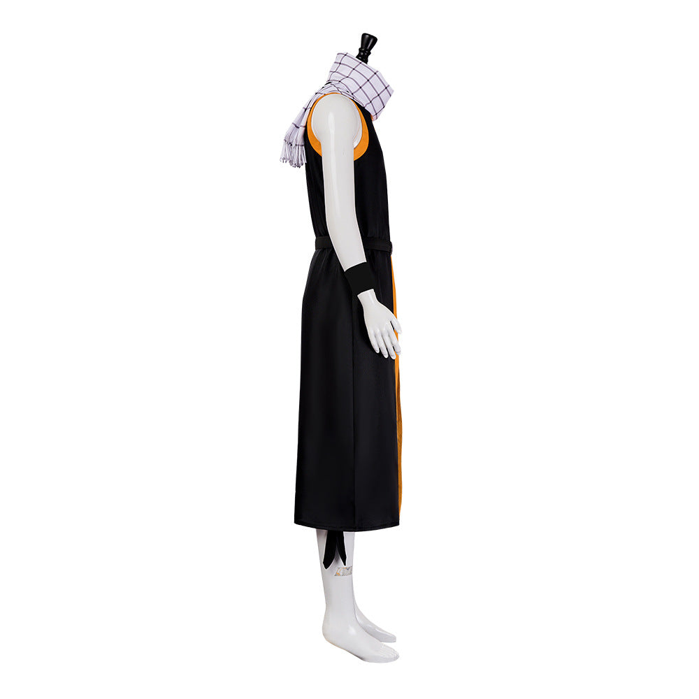 Natsu Dragneel Cosplay Costume With Scarf Whole Set Halloween Costume Black Version