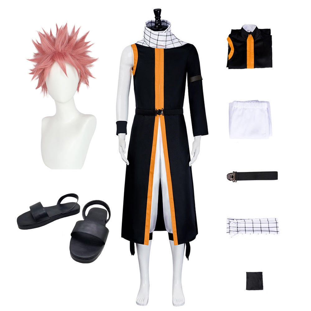 Natsu Dragneel Costume+Wigs+Shoes Whole Set Halloween Cosplay Outfit Set
