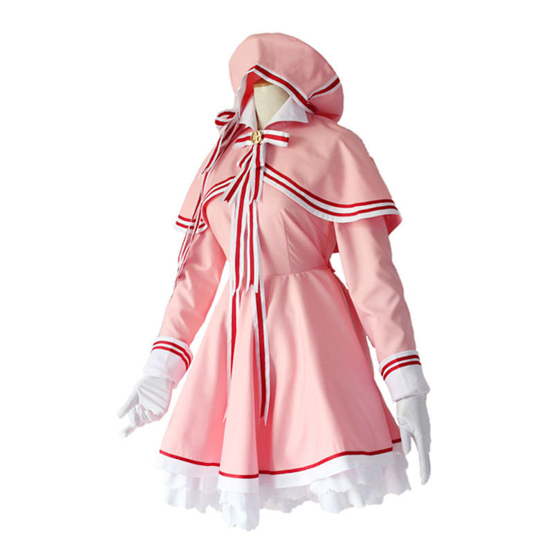 Cardcaptor Sakura: Clear Card Sakura Kinomoto Pink Ribbon Dress Costume Halloween Cosplay Outfit