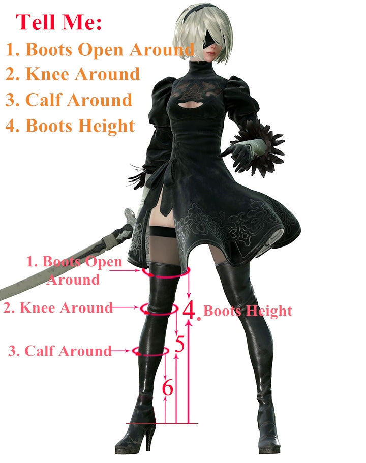 Nier: Automata YoRHa No.2 Type B 2B Cosplay Boots Black Boots