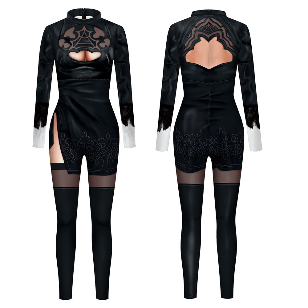 Nier: Automata YoRHa No.2 Type B 2B Zentai Costume Black Jumpsuit Halloween Costume
