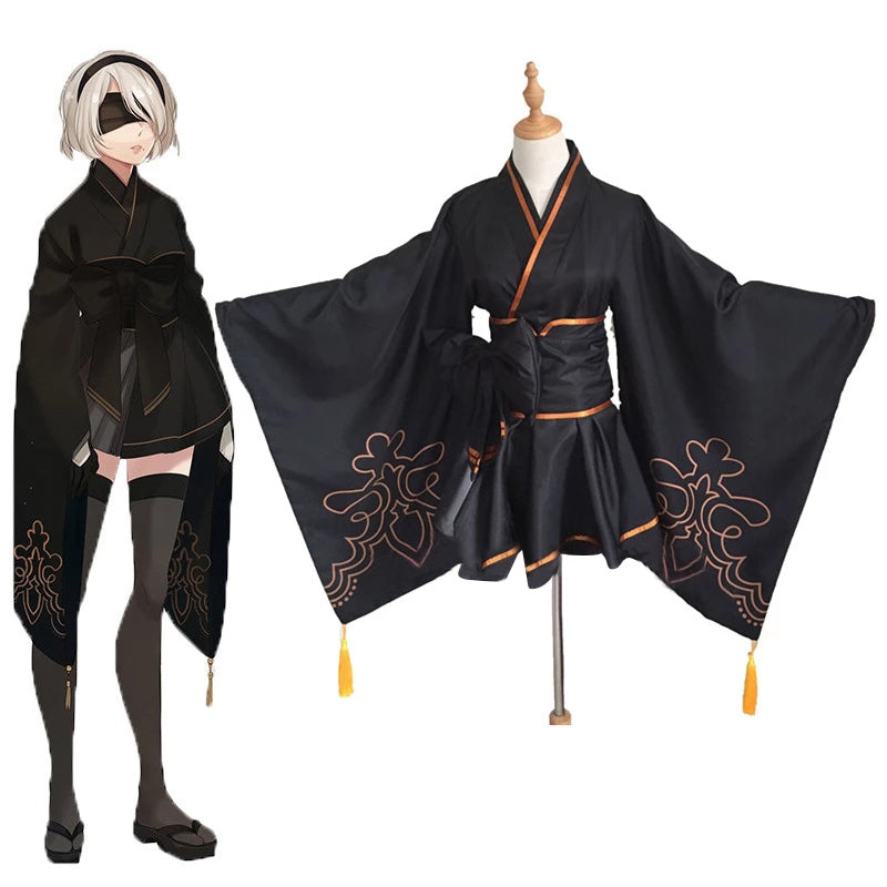 Nier: Automata YoRHa No.9 Type S 9S / No.2 Type B 2B Kimono Costume Halloween Carnival Cosplay Costume