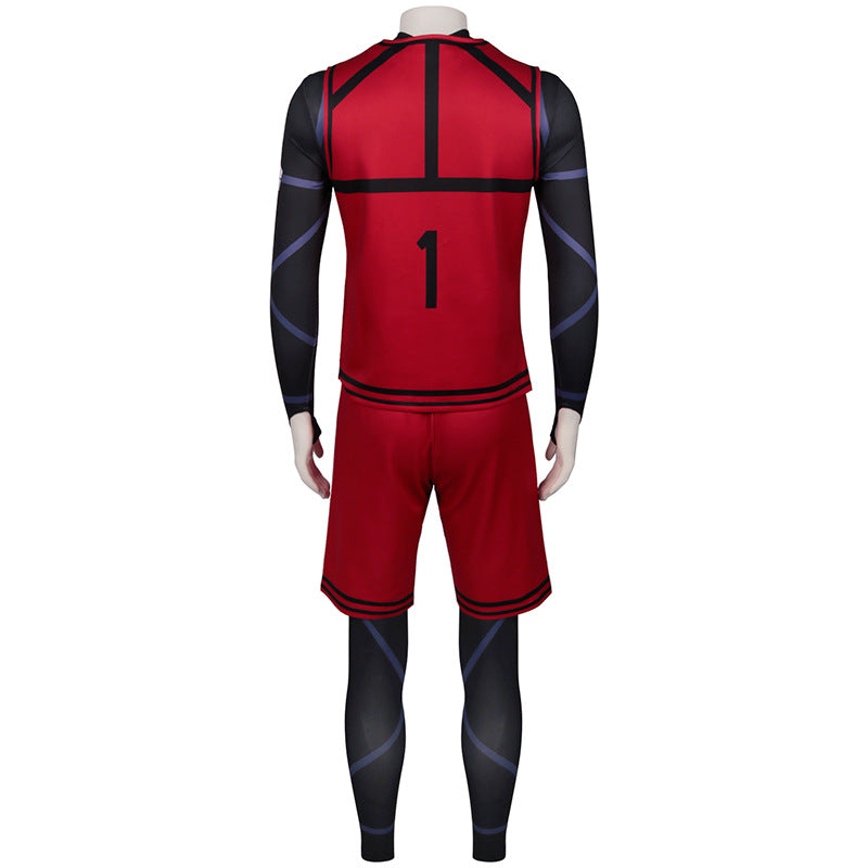 Anime Blue Lock Team Red Uniform Rin Itoshi Cosplay Costume NO.1 Jersey Cosplay Outfit