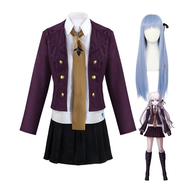 Danganronpa: Trigger Happy Havoc Kyoko Kirigiri Cosplay Uniform With Wigs Halloween Carnival Costume Set