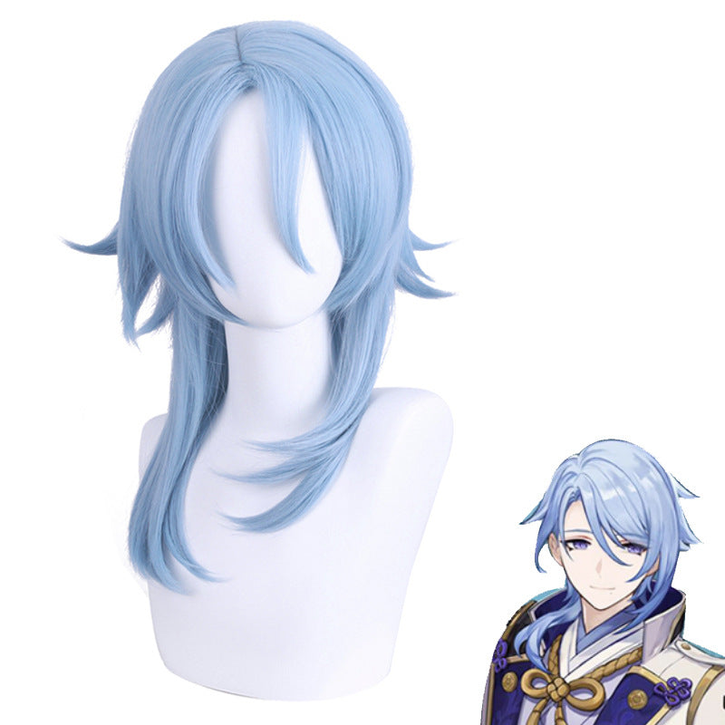 Genshin Impact Kamisato Ayato Cosplay Wigs Blue Wigs Halloween Cosplay Accessories