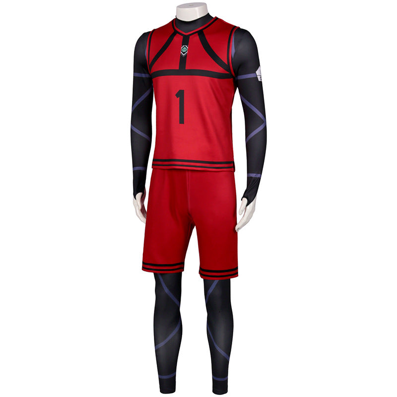 Anime Blue Lock Team Red Uniform Rin Itoshi Cosplay Costume NO.1 Jersey Cosplay Outfit