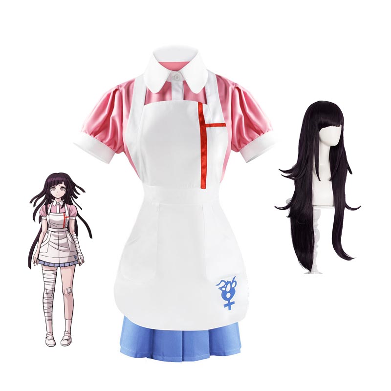Danganronpa 2: Goodbye Despair Mikan Tsumiki Costume and Wigs Costume Set Halloween Party Cosplay