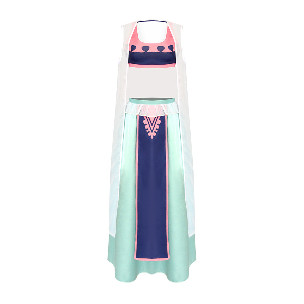 One Piece Nefertari Vivi Costume Dress With Cloak Halloween Cosplay Outfit