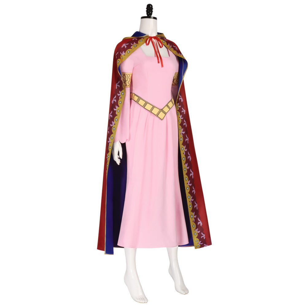 One Piece Nefertari Vivi Pink Dress Costume Outfit With Cloak Halloween Cosplay Costume
