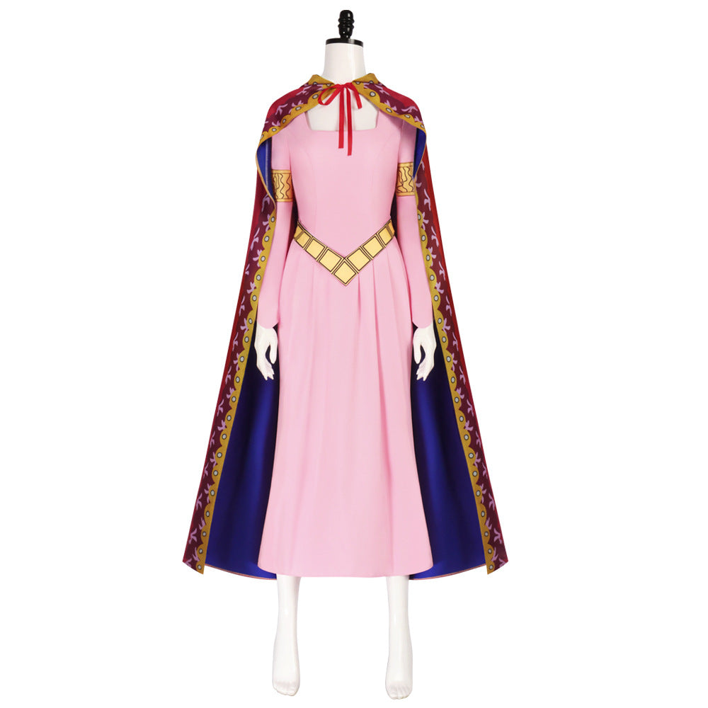 One Piece Nefertari Vivi Pink Dress Costume Outfit With Cloak Halloween Cosplay Costume