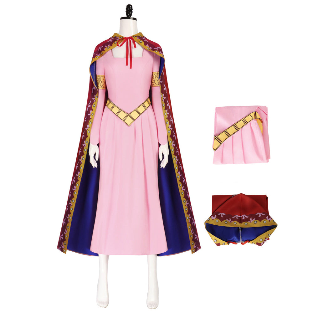 One Piece Nefertari Vivi Pink Dress Costume Outfit With Cloak Halloween Cosplay Costume