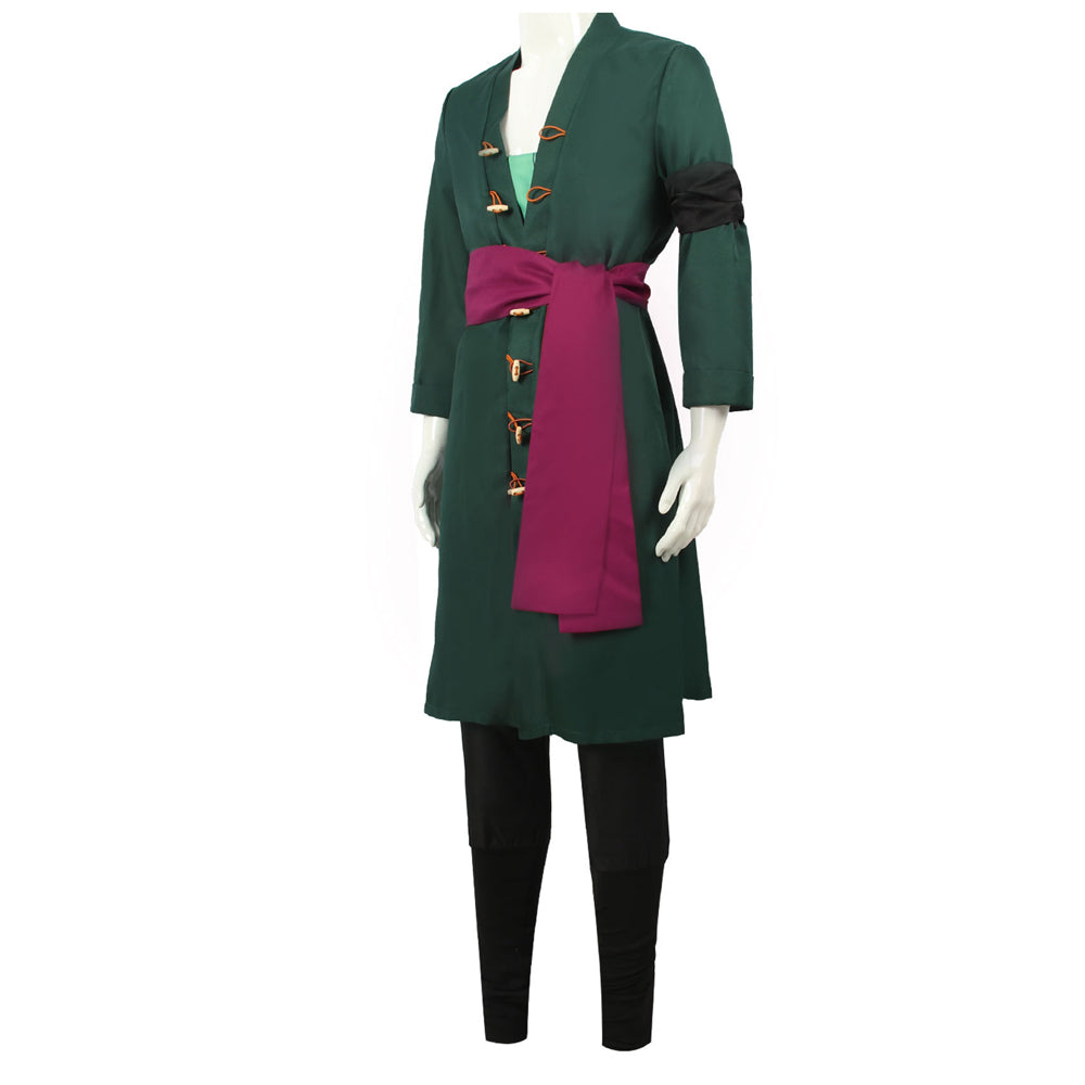 One Piece Roronoa Zoro Costume +Wigs+Boots Whole Set Halloween Cosplay Outfit