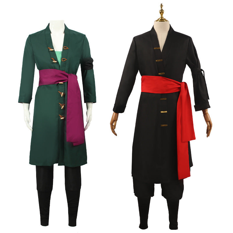 One Piece Roronoa Zoro Costume+Wigs Full Set Halloween Cosplay Outfit