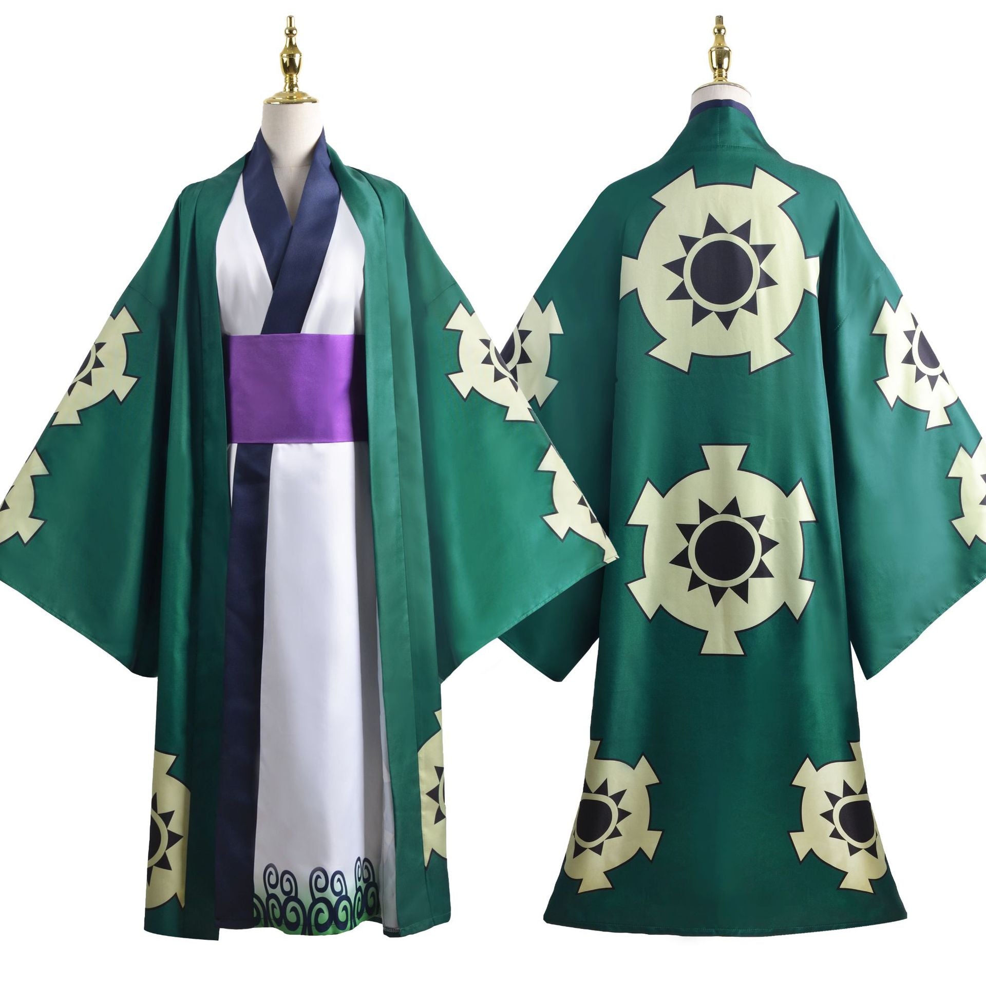 One Piece Wano Country Roronoa Zoro Kimono Robe Costume For Kids and Adults Halloween Carnival Cosplay Outfit