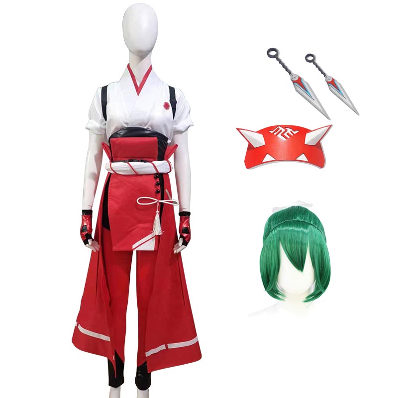Overwatch 2 Kiriko Kamori Cosplay Costume With Headgear Wigs and Props Halloween Costume  Set