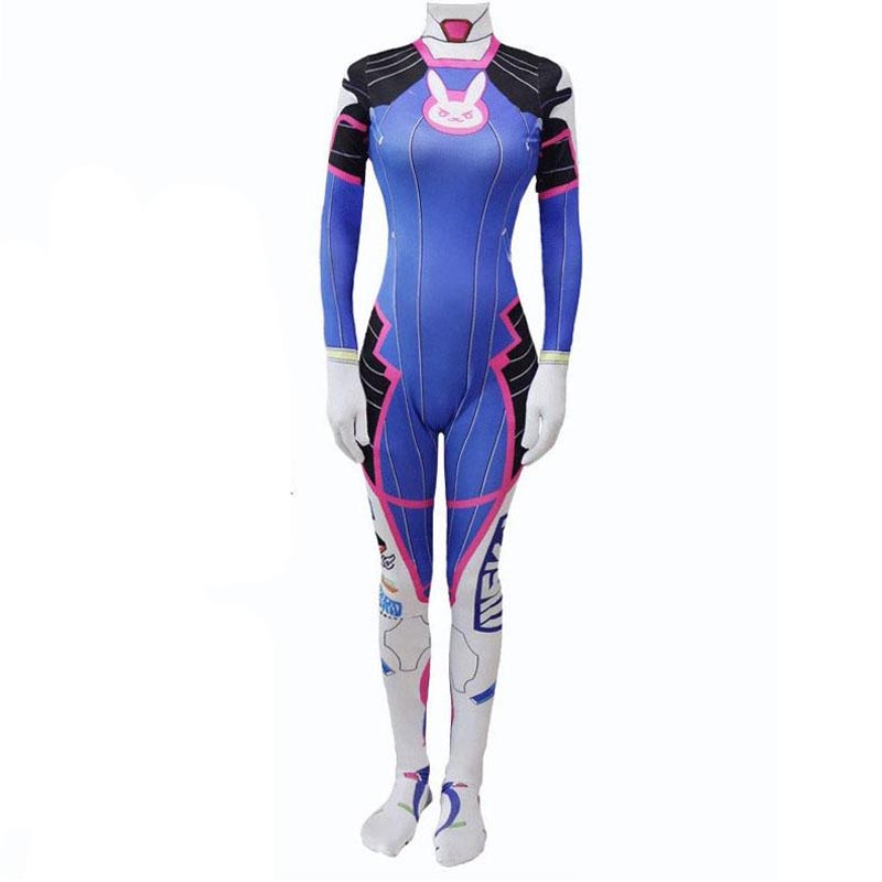 Overwatch D.Va Hana Song Cosplay Costume Jumpsuit Halloween Costume Zentai