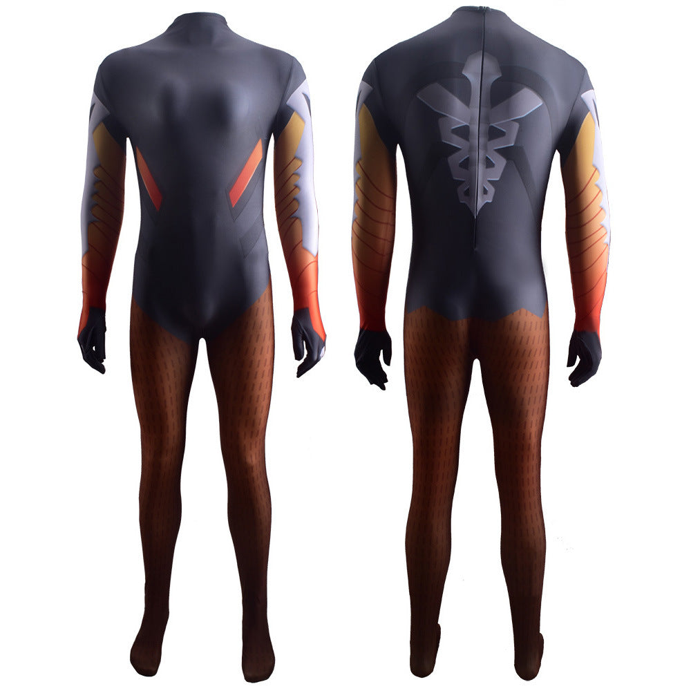 Overwatch Mercy Angela Ziegler Zentai Costume Halloweem Cosplay Jumpsuit Outfit