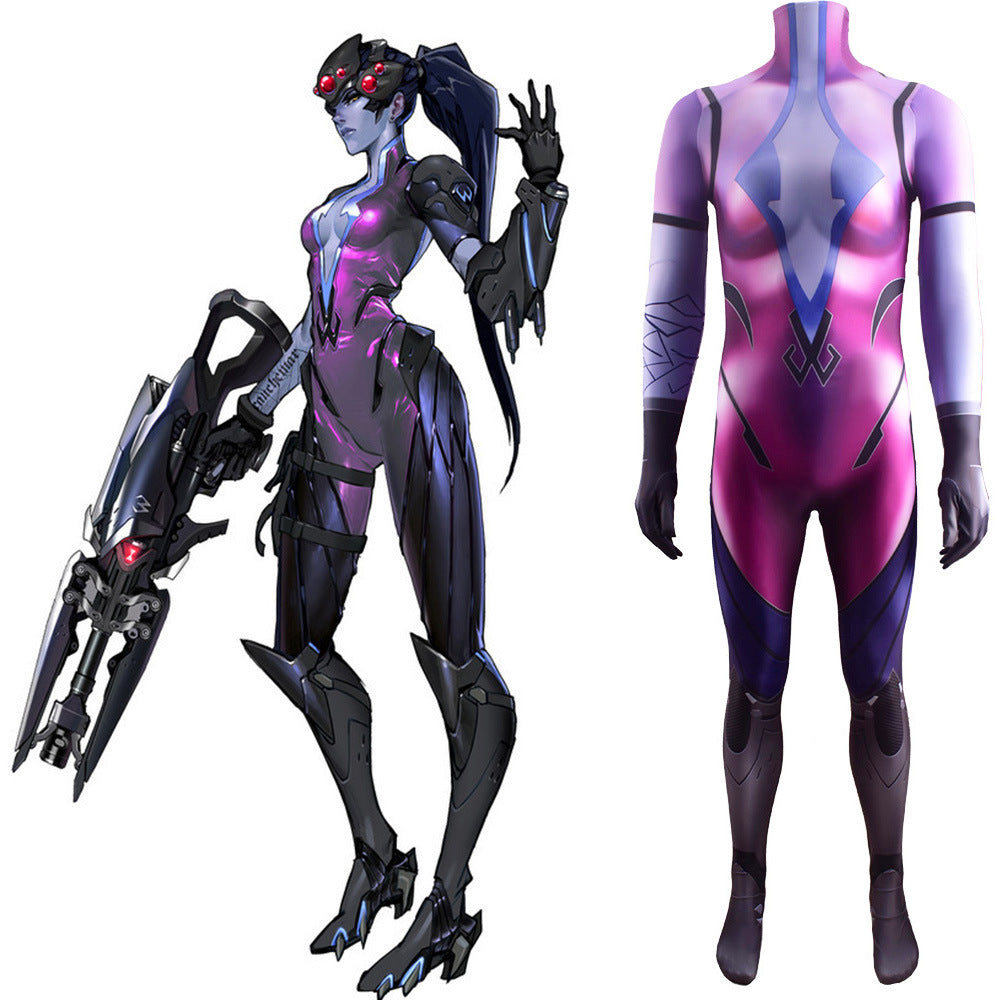 Overwatch Widowmaker Classic Skin Cosplay Zentai Costume Jumpsuit For Halloween