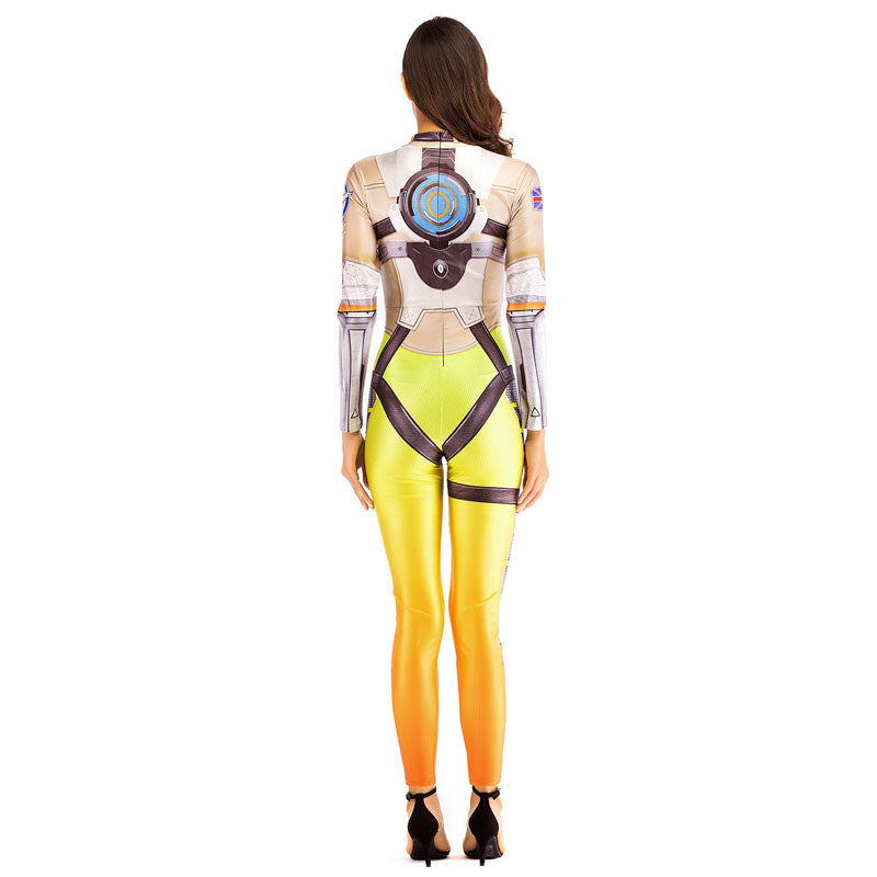 Overwatch OW Tracer Lena Oxton Outfit Battle Suit Cosplay Costume