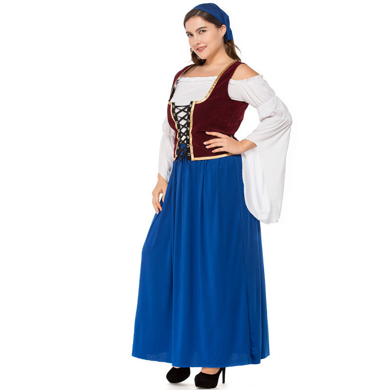 Plus Size Blue And White Pirate / German Beer Costume Halloween/Stage Performance/Party