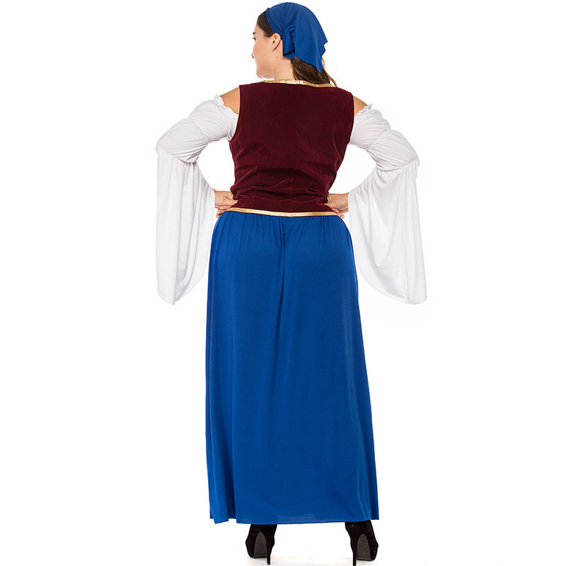 Plus Size Blue And White Pirate / German Beer Costume Halloween/Stage Performance/Party