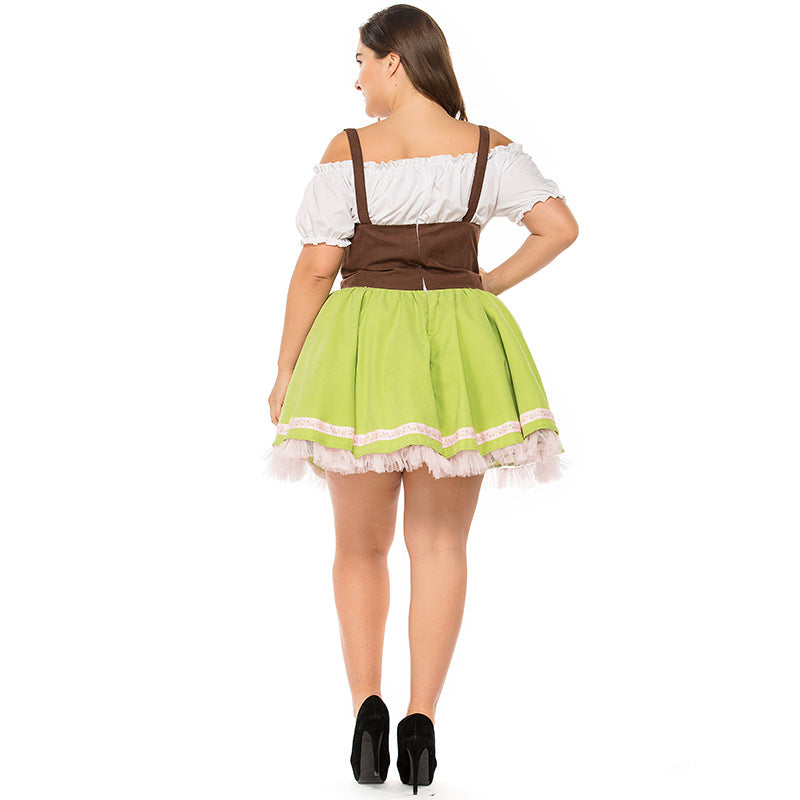 Plus Size Women Beer Festival Oktoberfest Green Waitress Maid Party Costume