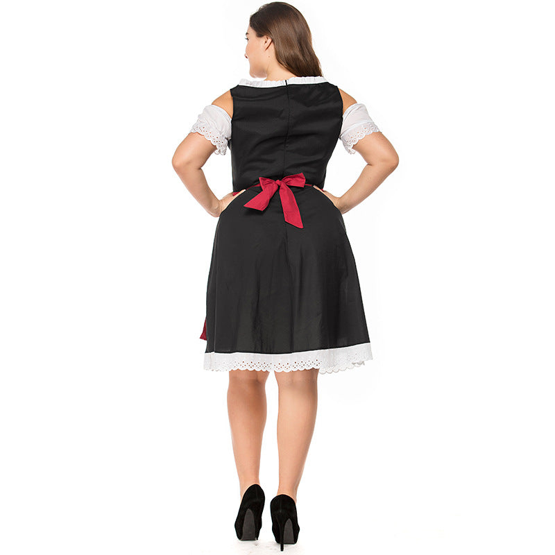Plus Size Women Beer Oktoberfest Waitress Costume Bavarian Traditional Dress