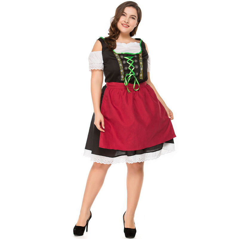 Plus Size Women Beer Oktoberfest Waitress Costume Bavarian Traditional Dress
