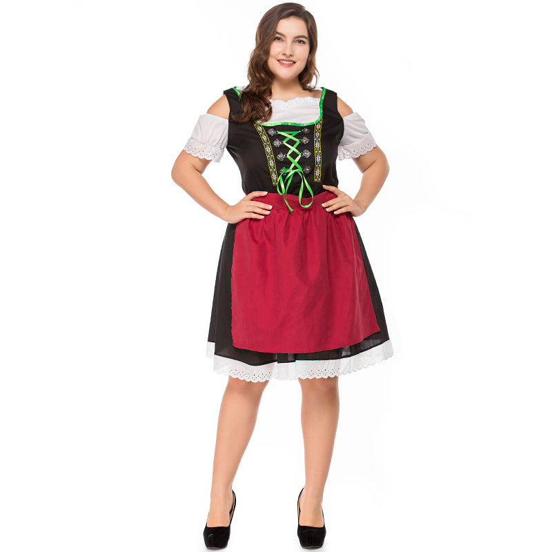 Plus Size Women Beer Oktoberfest Waitress Costume Bavarian Traditional Dress