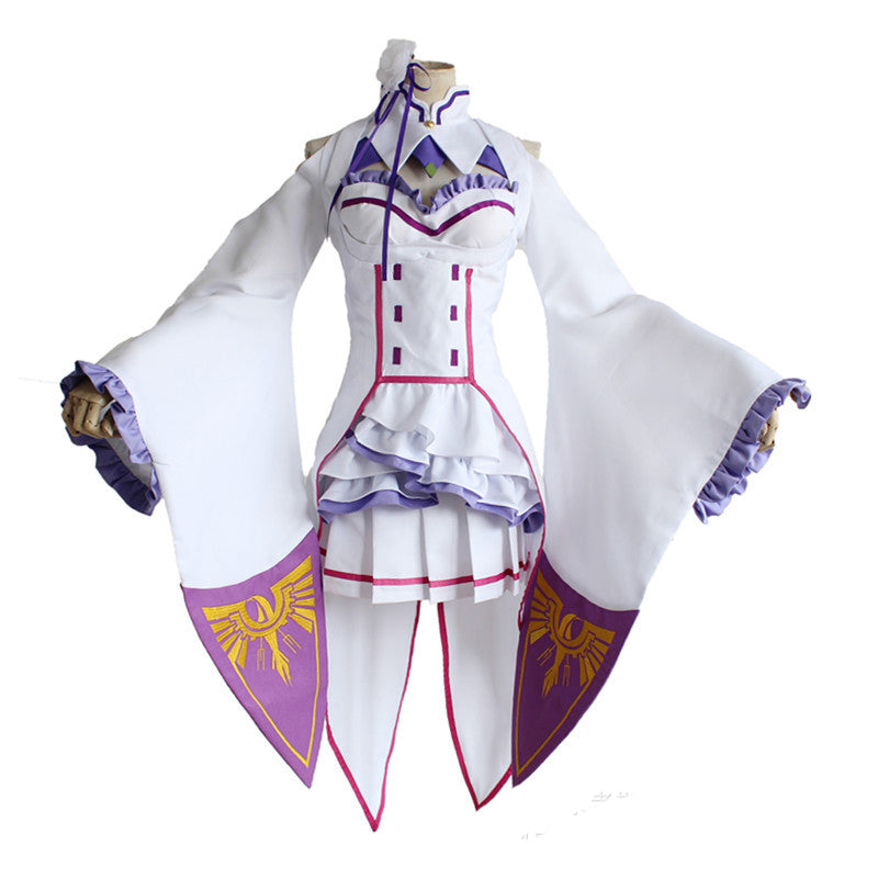 Anime Re:Zero ? Starting Life in Another World Emilia Cosplay Costume Dress Outfit