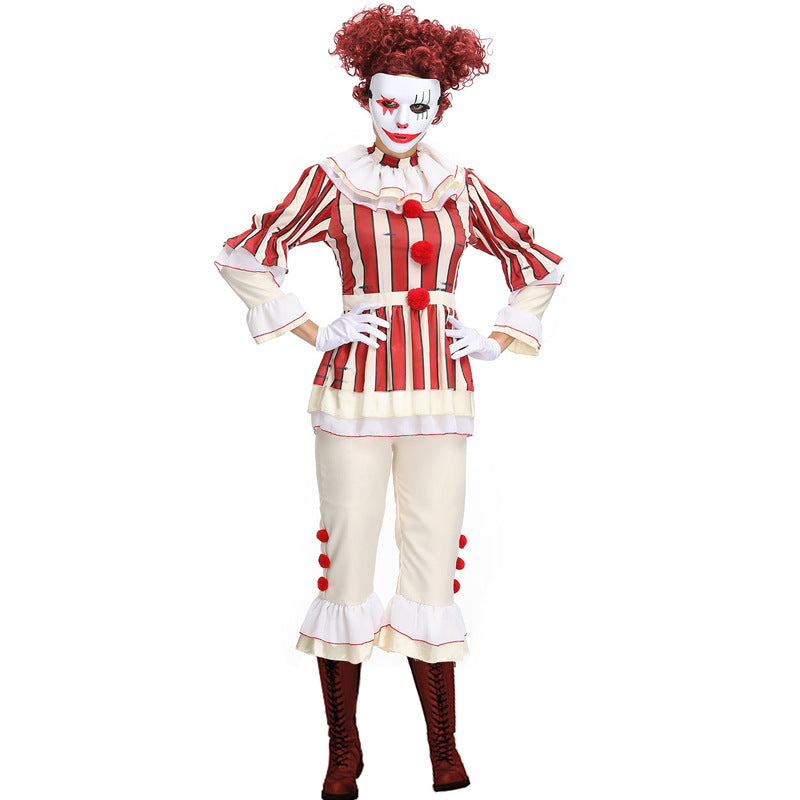 Red Women Clown  Cosplay Costume Suit For Halloween Party Performance