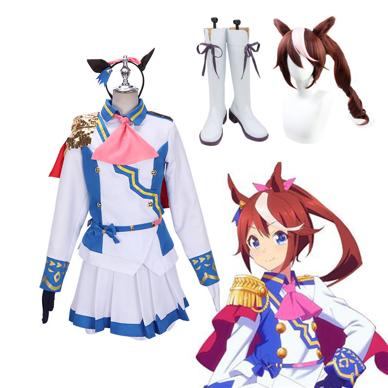 Uma Musume: Pretty Derby Tokai Teio Whole Set Cosplay Costume+Wigs+Boots Halloween Carnival Costume