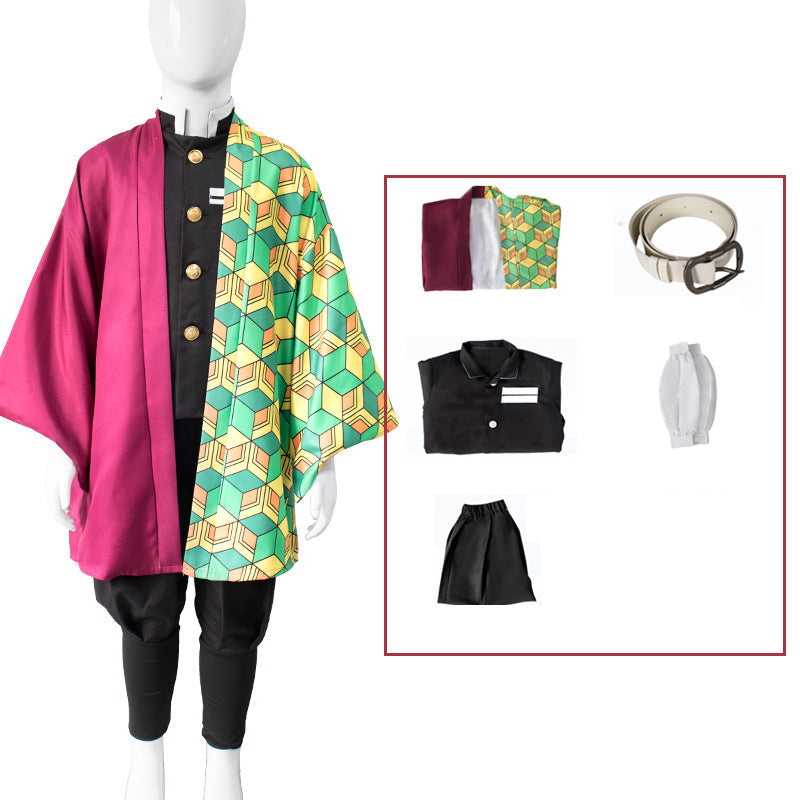 Kids Version Anime Giyu Tomioka Costume Child Boys Girls Cosplay Costume Set