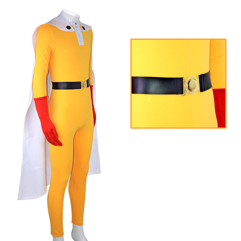 Saitama Costume With Cloak +Mask+Boots Full Set Halloween Costume Outfit