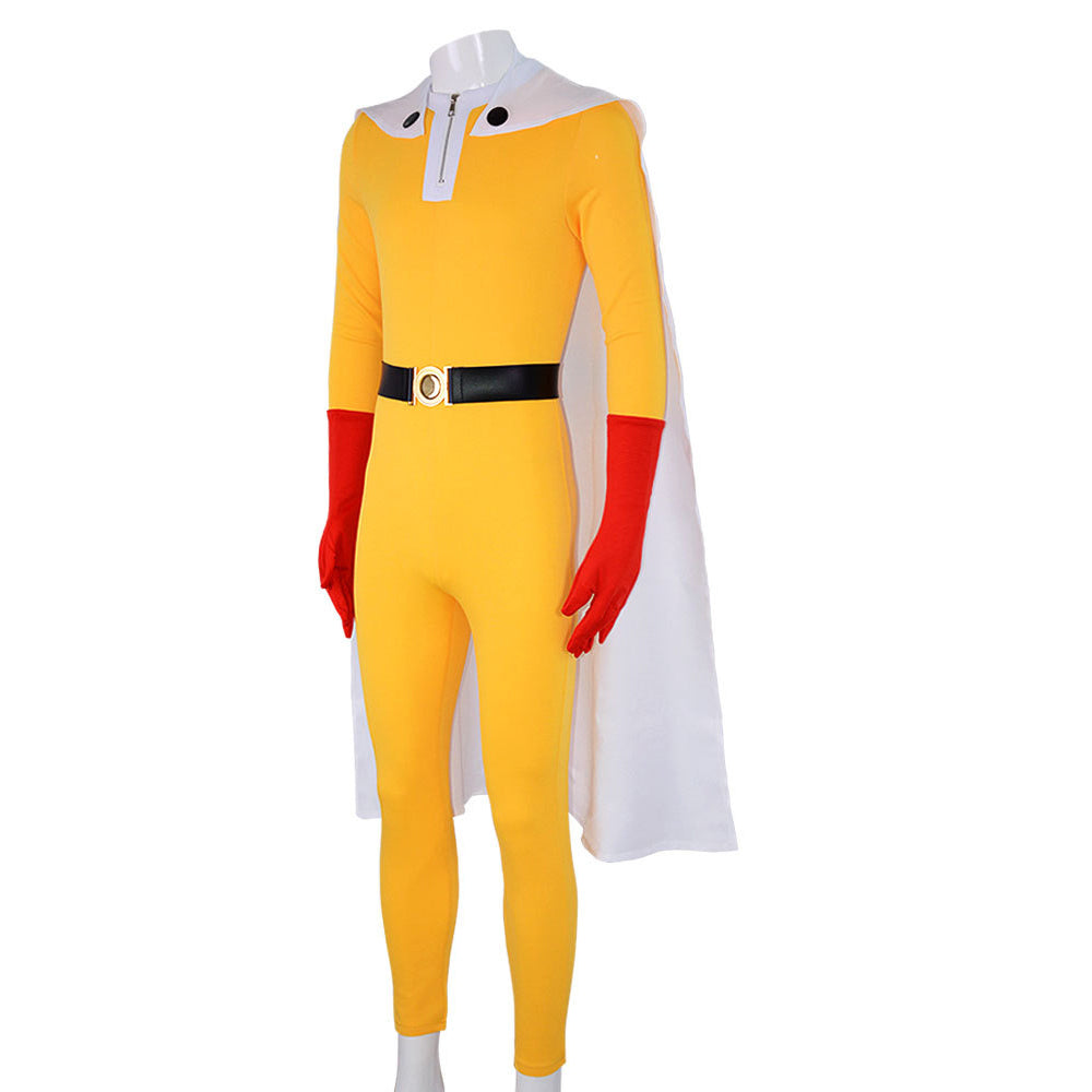 Saitama Costume With Cloak +Mask+Boots Full Set Halloween Costume Outfit
