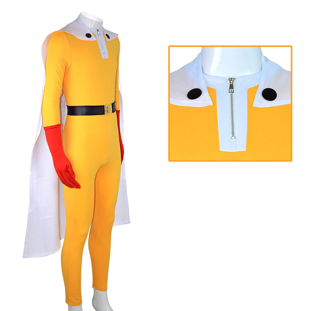 Saitama Costume With Cloak +Mask+Boots Full Set Halloween Costume Outfit