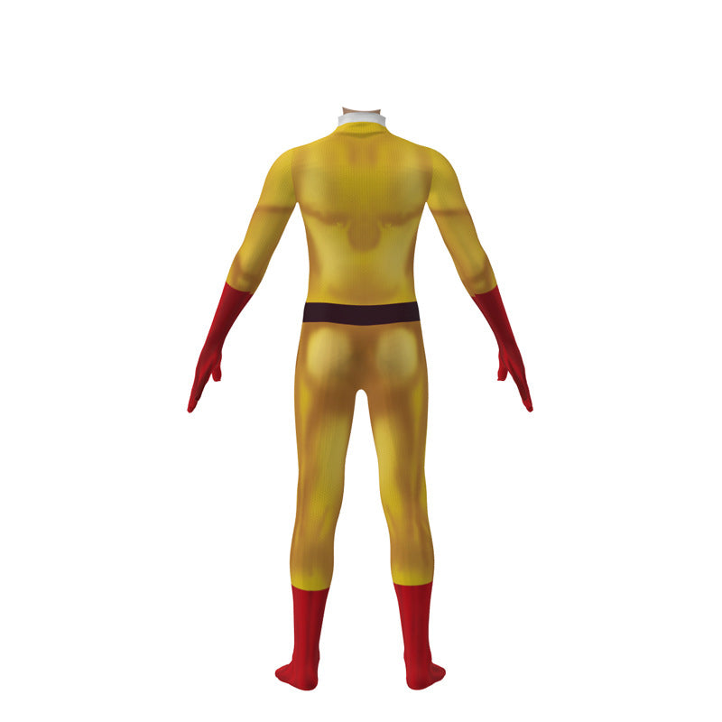 Saitama Zentai Costume+Cloak For Kids and Adults Halloween Saitama Cosplay Jumpsuit