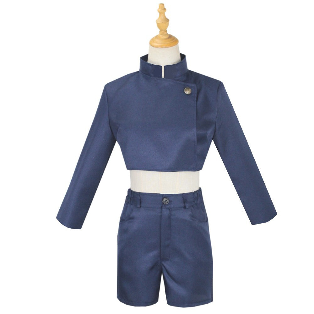 Satoru Gojo Female Version Costume Suit Crop Top and Shorts Halloween Costume Outfit