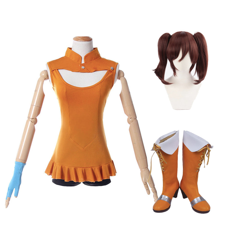 Serpent's Sin of Envy Diane Full Set Costume With Wigs and Boots Halloween Cosplay Outfit