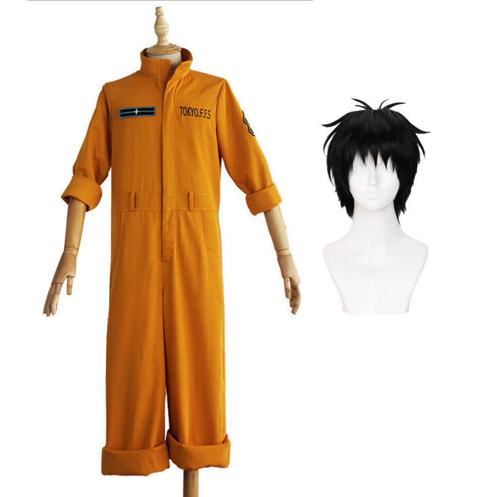 Shinra Kusakabe Orange Ooverall Costume Outfit Halloween Costume
