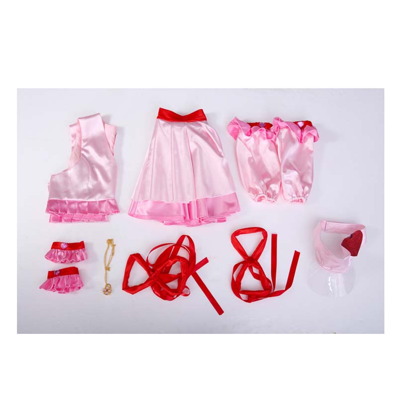 Shugo Chara! Amu Hinamori Amulet Heart Cosplay Costume Pink Dress Halloween Cosplay Outfit